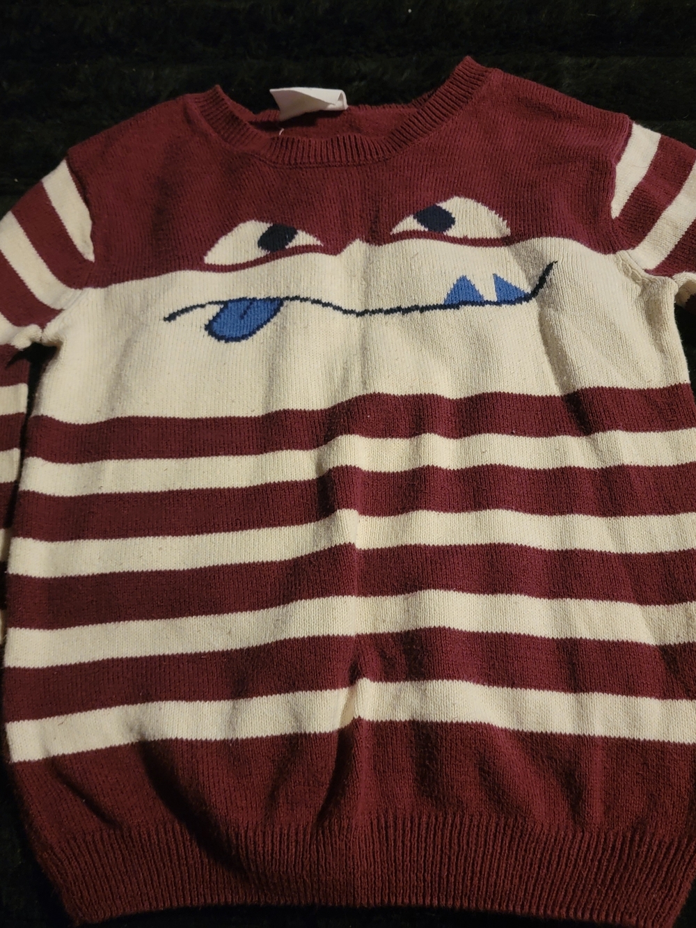 Crazy 8 Burgundy and Cream Striped Knit Top